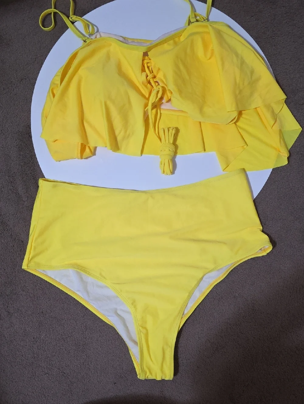Yellow Ruffle High-Waist Bikini Set